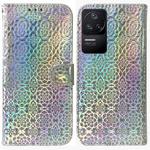 For Xiaomi Redmi K40S Colorful Magnetic Buckle Leather Phone Case(Silver)