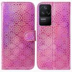 For Xiaomi Redmi K40S Colorful Magnetic Buckle Leather Phone Case(Pink)