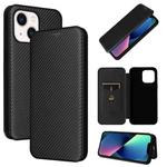 For iPhone 14 Plus Carbon Fiber Texture Flip Leather Phone Case  (Black)