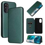 For Motorola Moto G52j 5G Carbon Fiber Texture Flip Leather Phone Case(Green)