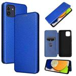 For Samsung Galaxy A03 166mm Carbon Fiber Texture Flip Leather Phone Case(Blue)