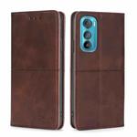 For Motorola Edge 30 Cow Texture Magnetic Horizontal Flip Leather Phone Case(Dark Brown)