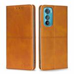 For Motorola Edge 30 Cow Texture Magnetic Horizontal Flip Leather Phone Case(Light Brown)