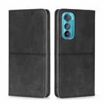 For Motorola Edge 30 Cow Texture Magnetic Horizontal Flip Leather Phone Case(Black)