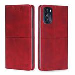 For Motorola Moto G 2022 Cow Texture Magnetic Horizontal Flip Leather Phone Case(Red)