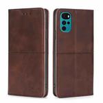 For Motorola Moto G22 Cow Texture Magnetic Horizontal Flip Leather Phone Case(Dark Brown)