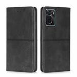 For OPPO A36 4G/A76 4G Global Cow Texture Magnetic Horizontal Flip Leather Phone Case(Black)