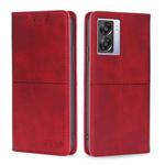 For OPPO A57 5G 2022/Realme Q5i Cow Texture Magnetic Horizontal Flip Leather Phone Case(Red)