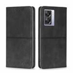For OPPO A57 5G 2022/Realme Q5i Cow Texture Magnetic Horizontal Flip Leather Phone Case(Black)