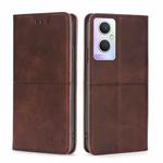 For OPPO A96 5G Cow Texture Magnetic Horizontal Flip Leather Phone Case(Dark Brown)