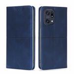 For OPPO Find X5 Pro Cow Texture Magnetic Horizontal Flip Leather Phone Case(Blue)