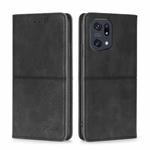 For OPPO Find X5 Pro Cow Texture Magnetic Horizontal Flip Leather Phone Case(Black)