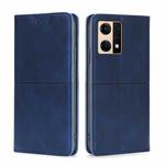 For OPPO Reno7 4G/F21 Pro 4G Cow Texture Magnetic Horizontal Flip Leather Phone Case(Blue)