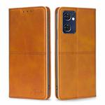 For OPPO Reno7 5G Global/Find X5 Lite Cow Texture Magnetic Horizontal Flip Leather Phone Case(Light Brown)