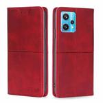 For OPPO Realme 9 Pro+ Cow Texture Magnetic Horizontal Flip Leather Phone Case(Red)