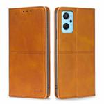 For OPPO Realme 9i/A36 4G/A96 4G/K10 4G/A76 4G Cow Texture Magnetic Horizontal Flip Leather Phone Case(Light Brown)