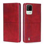 For OPPO Realme Narzo 50i Cow Texture Magnetic Horizontal Flip Leather Phone Case(Red)