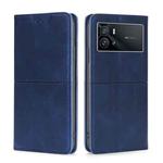 For vivo iQOO 9 5G Cow Texture Magnetic Horizontal Flip Leather Phone Case(Blue)