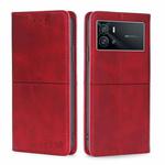 For vivo iQOO 9 5G Cow Texture Magnetic Horizontal Flip Leather Phone Case(Red)