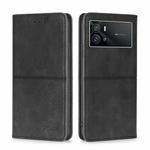 For vivo iQOO 9 5G Cow Texture Magnetic Horizontal Flip Leather Phone Case(Black)