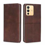 For vivo S12 5G/V23 Cow Texture Magnetic Horizontal Flip Leather Phone Case(Dark Brown)