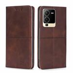 For vivo S15 5G Cow Texture Magnetic Horizontal Flip Leather Phone Case(Dark Brown)
