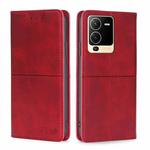 For vivo S15 5G Cow Texture Magnetic Horizontal Flip Leather Phone Case(Red)