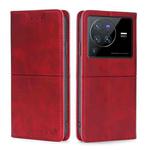 For vivo X80 Pro Cow Texture Magnetic Horizontal Flip Leather Phone Case(Red)