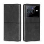 For vivo X80 Pro Cow Texture Magnetic Horizontal Flip Leather Phone Case(Black)