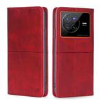 For vivo X80 Cow Texture Magnetic Horizontal Flip Leather Phone Case(Red)