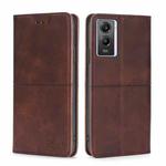 For vivo Y55S 5G Cow Texture Magnetic Horizontal Flip Leather Phone Case(Dark Brown)