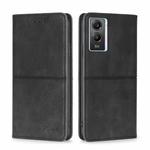 For vivo Y55S 5G Cow Texture Magnetic Horizontal Flip Leather Phone Case(Black)