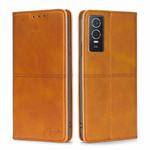 For vivo Y76S/Y74S Cow Texture Magnetic Horizontal Flip Leather Phone Case(Light Brown)