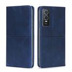 For vivo Y76S/Y74S Cow Texture Magnetic Horizontal Flip Leather Phone Case(Blue)