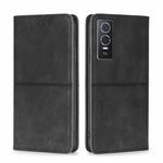 For vivo Y76S/Y74S Cow Texture Magnetic Horizontal Flip Leather Phone Case(Black)