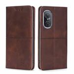 For Huawei Nova 9 SE 4G Cow Texture Magnetic Horizontal Flip Leather Phone Case(Dark Brown)