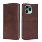 For Honor 60 SE Cow Texture Magnetic Horizontal Flip Leather Phone Case(Dark Brown)