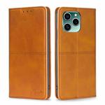 For Honor 60 SE Cow Texture Magnetic Horizontal Flip Leather Phone Case(Light Brown)