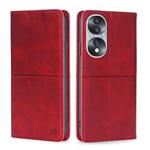 For Honor 70 Cow Texture Magnetic Horizontal Flip Leather Phone Case(Red)