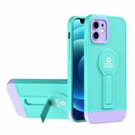 For iPhone 11 Small Tail Holder TPU+PC Phone Case (Light Green+Purple)