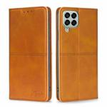 For Samsung Galaxy M33 5G Cow Texture Magnetic Horizontal Flip Leather Phone Case(Light Brown)