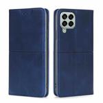 For Samsung Galaxy M33 5G Cow Texture Magnetic Horizontal Flip Leather Phone Case(Blue)