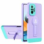 For Xiaomi Redmi Note 10 Pro 4G Small Tail Holder TPU+PC Phone Case(Purple+Light Green)