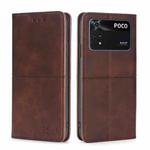 For Xiaomi Poco M4 Pro Cow Texture Magnetic Horizontal Flip Leather Phone Case(Dark Brown)
