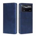For Xiaomi Poco X4 Pro 5G Cow Texture Magnetic Horizontal Flip Leather Phone Case(Blue)
