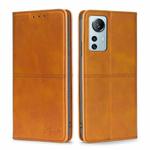 For Xiaomi 12 Lite Cow Texture Magnetic Horizontal Flip Leather Phone Case(Light Brown)