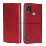 For Nokia C21 Plus Cow Texture Magnetic Horizontal Flip Leather Phone Case(Red)