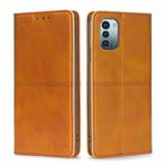 For Nokia G21/G11 Cow Texture Magnetic Horizontal Flip Leather Phone Case(Light Brown)