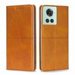 For OnePlus Ace/10R Cow Texture Magnetic Horizontal Flip Leather Phone Case(Light Brown)