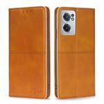For OnePlus Nord CE 2 5G Cow Texture Magnetic Horizontal Flip Leather Phone Case(Light Brown)